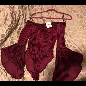 Forever 21 velvet/sheer bodysuit
